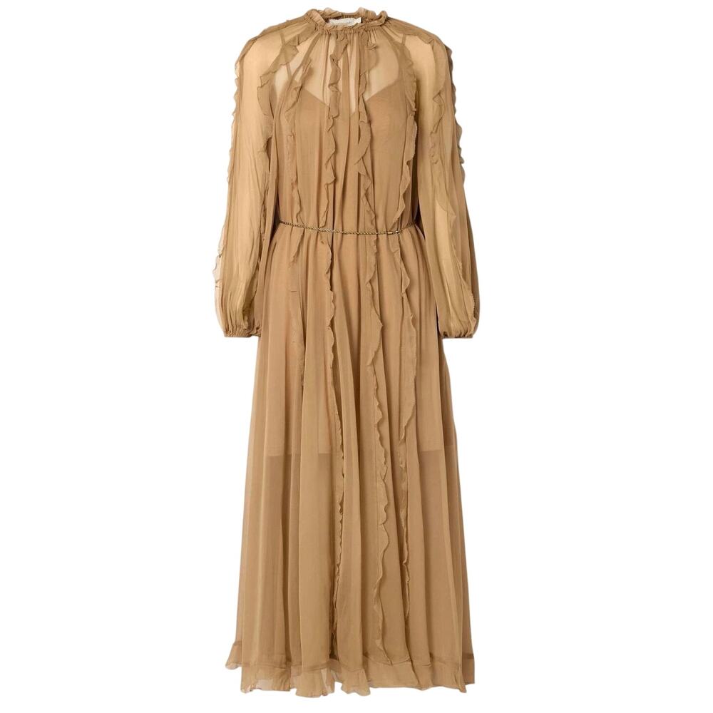 Zimmermann Tranquility Ruffled Silk-Chiffon Dress SZ 1